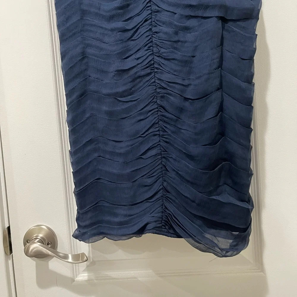 TADASHI SHOJI 100% Silk Dark Blue Dress - Picture 2 of 5